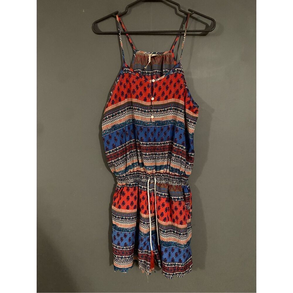 Shrinking Violet Romper Short Multicolor Spaghetti Strap Size Large